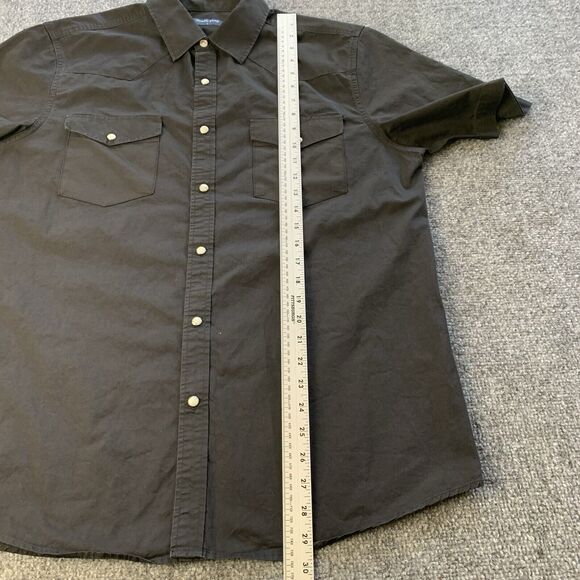 Double Pump Western Pearl Snap Shirt Mens Button Up Plain Black Size L Large - Picture 8 of 10